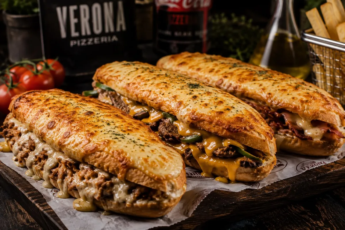 Bocadillos gratinados en fila